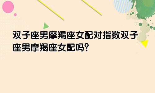 双子座男摩羯座女配对指数 双子座男摩羯座女配吗