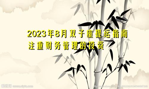 双子座2023年提运指南8月情况 财运上注意投资理财
