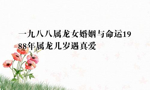 1988属龙女婚姻与命运 1988属龙几岁遇真爱