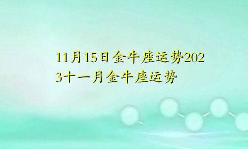 金牛座11月15日运势2023,金牛座十一月份运势