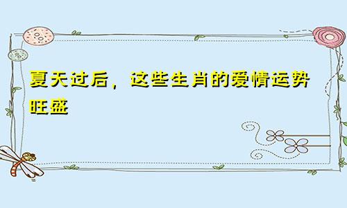 过了夏天这些生肖的爱情运势旺