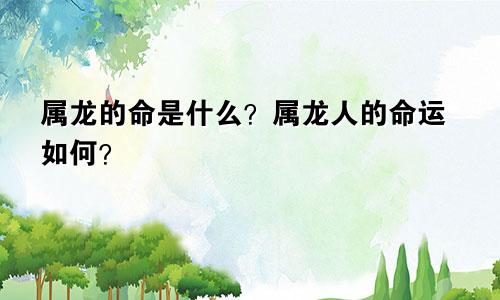 属龙的是什么命 属龙人命运怎么样