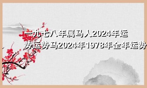 1978年属马人2024运势运程 1978年马2024年的全年运势