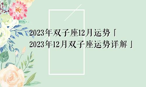 双子座十二月份运势2023年「双子座2023年12月运势运势详解」