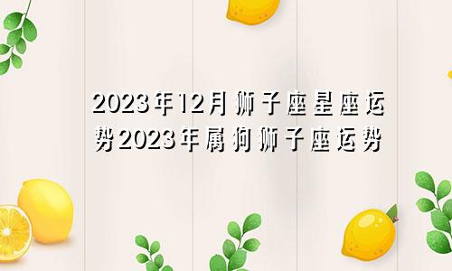 狮子座2023年12月星座运势,2023年属狗狮子座运势
