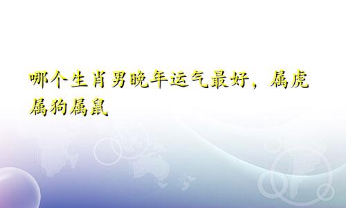 哪个生肖男人晚年运最好，属虎属狗属鼠