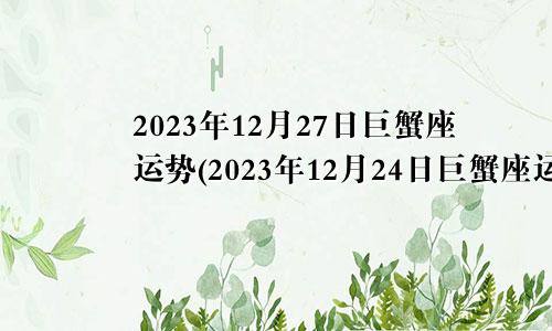 巨蟹座2023年12月27日运势（巨蟹座2023年12月24日运势）