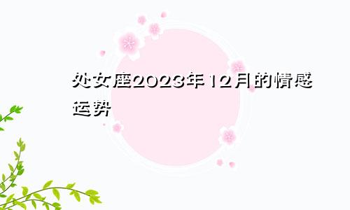 2023年12月处女座情感运势