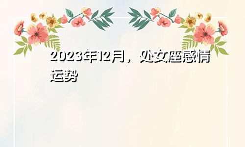 处女座感情运势2023年12月