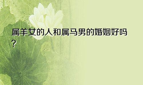 属羊女的人跟属马男的婚姻好吗