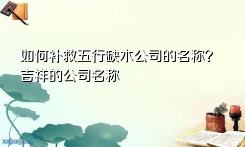 五行缺木公司名字怎么补救呢 吉祥的公司名称