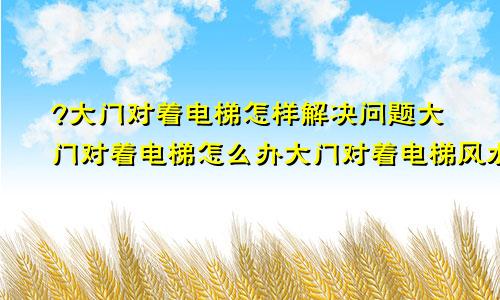 ​大门对着电梯怎样解决