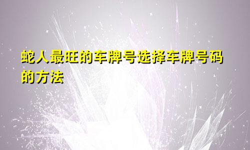 属蛇人最旺车牌号 车牌号码选择方法